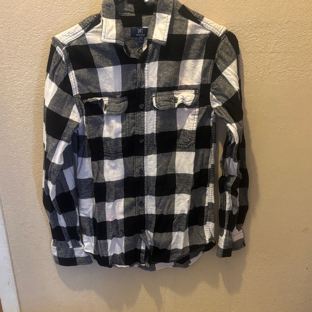 George Black and White Checkered Men's Shirt